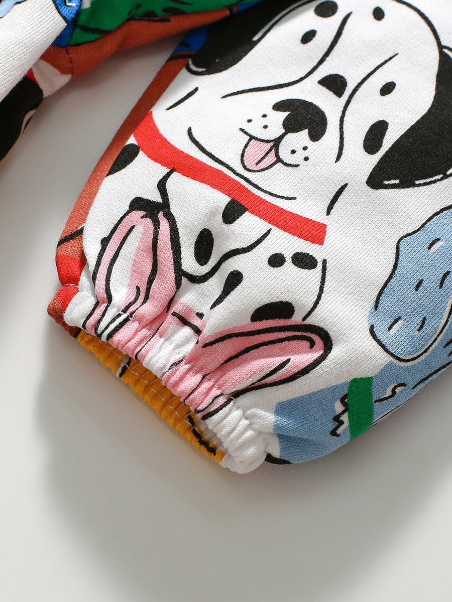 New Design Autumn Girls Vivid Colorful Dogs Pattern Dress-3